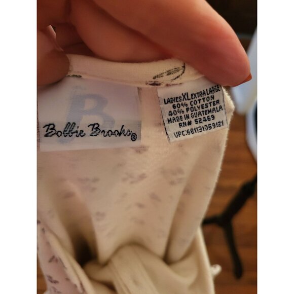 Vintage 90s/Y2K Ivory Burgundy Floral Layered Look Waffle Knit Henley XL Cottage - Picture 3 of 7